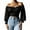 Black, variant on Womens Elegant Off The Shoulder Puff Sleeve Blouse Summer Chiffon Slim Fit Party Crop Top