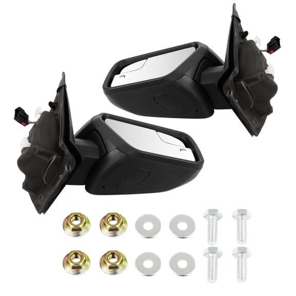 SCITOO Towing Mirrors Compatible With 2021-2024 For Ford For F150 Pickup Truck A Pair(Left Right Side Tow Mirrors) With Power Adjusted Heated Black Cap Housing