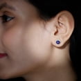 thumbnail image 6 of Rosec Jewels Lab Grown Blue Sapphire Stud Earrings for Women - 6 mm - AAAA Grade - Sapphire Moissanite Earrings with Screw Back, 10K Yellow Gold, 6 of 8
