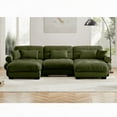 thumbnail image 4 of Modern 3-Seat Corner Sofa with U Shape Design, 220×80×75cm, Soft Velvet Fabric, 4 of 14