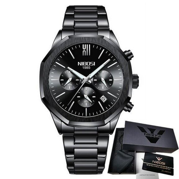 NIBOSI Watches Mens Top Brand Luxury Stainless Quartz Men Watch Business Clock Sports Waterproof Chronograph Relogio Masculino