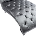 thumbnail image 5 of Tufted Velvet Chaise Lounge, Leisure Upholstered Sofa Couch with Acrylic Feet and Lumbar Pillow, Modern Upholstered Couch with Tufted Button for Living Room, Bedroom and Reading Room, Silver, 5 of 9
