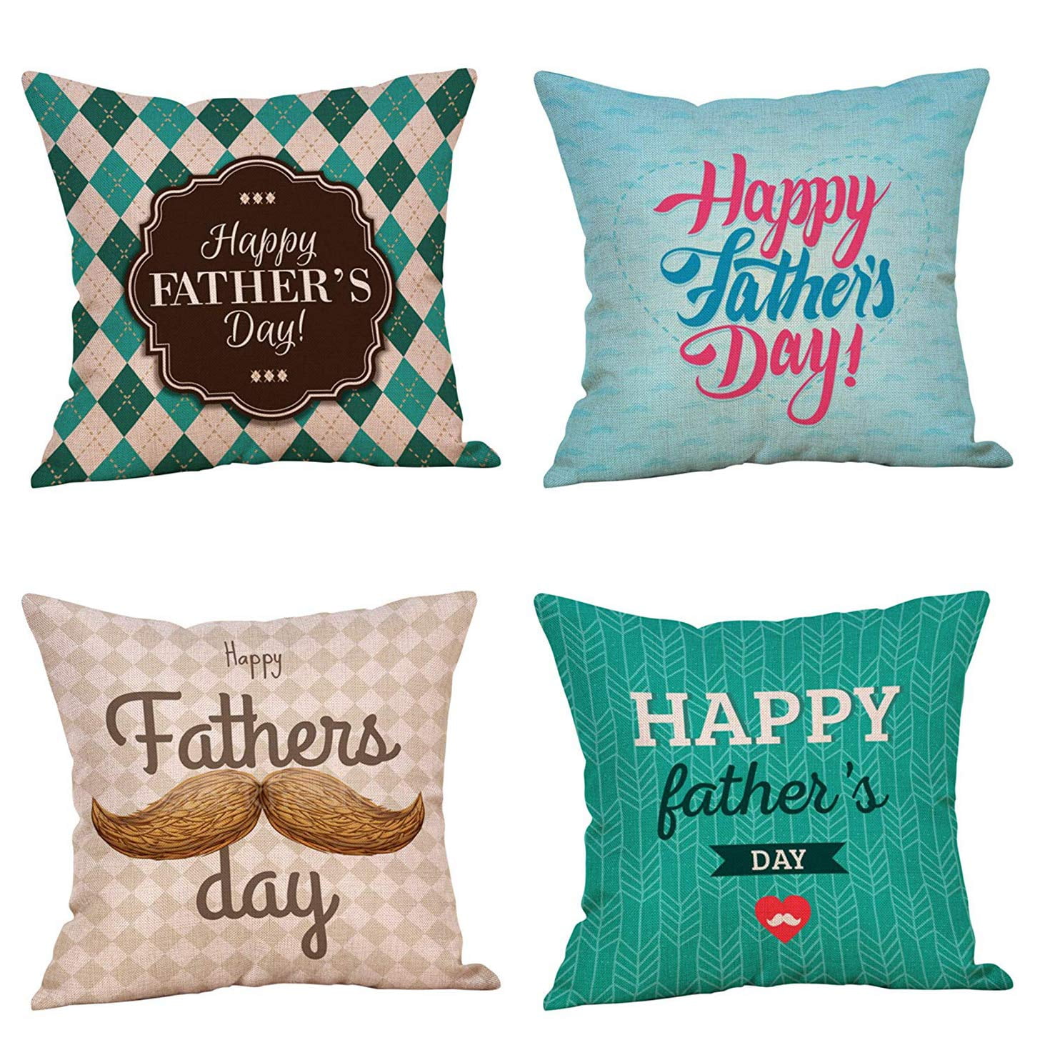 Sufam Set Of 4 Pillow Cases Father Day Happy I Love Papa Dad Cute Dog Blue Beard Throw Pillowcase Cover Cushion Case Home Decor 16x16 Inch Walmart Com Walmart Com