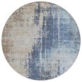 thumbnail image 2 of 8' Navy Blue And Taupe Round Abstract Washable Indoor Outdoor Area Rug, 2 of 5
