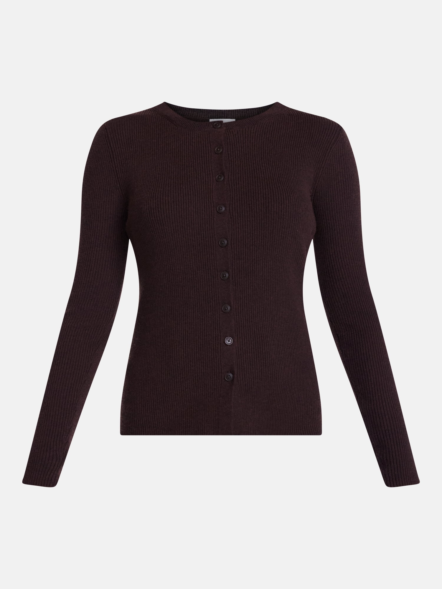 Scenario Women's and Women's Plus Ribbed Crewneck Cardigan Sweater, Lightweight, Sizes XS-4X