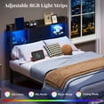 thumbnail image 4 of Fairy Twin Bed Frame with Storage Headboard, LED Lights & Charging Station, Metal Platform Bed with 2 Drawers, No Box Spring Needed, Black, 4 of 8