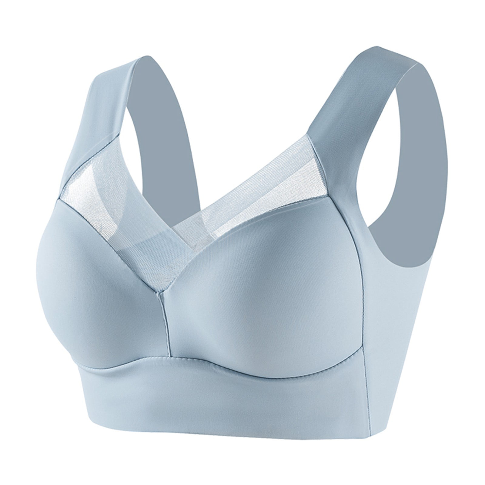 TQWQT Lady Bra Push Up Seamless Thin Wire Free No Constraint Women  Brassieres Daily Wear Clothes,Light Blue XXL 
