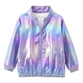 thumbnail image 4 of Mifsaly Girls Boys Shiny Jacket Lightweight Stand Collar Full Zip Casual Coats Kids Fall Spring Outdoor Outerwear with Pockets, 4 of 9