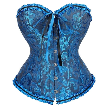 ZSQDM Clearance Slip Shorts for Women Women S Corset Top Bustier Plus Size Women S Overbust Satin Floral Lace Up Trim Women Bustier Corset Top Blue XXL