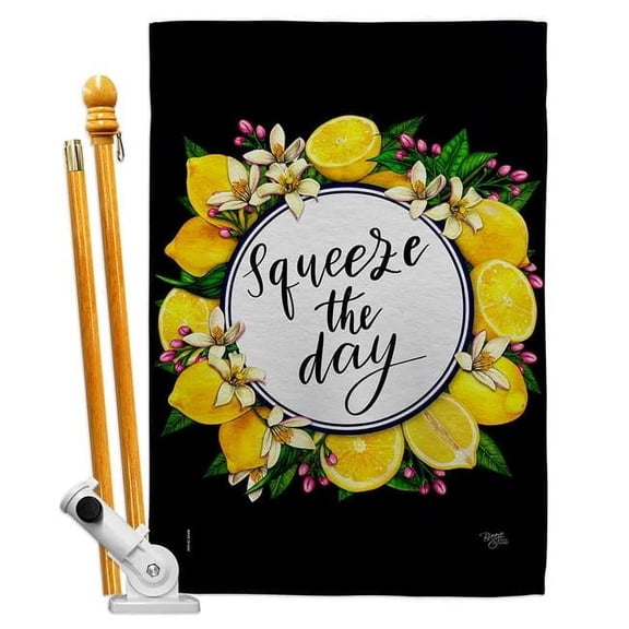 Breeze Decor HS120263-BO Squeeze the Day Food Fruit 28 x 40 in. Double-Sided Decorative Vertical House Flag Set for Decoration Banner Garden Yard Gift