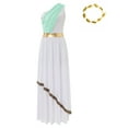 thumbnail image 3 of Jhaoyu Robe Cosplay Romaine Grecque Ancienne pour Femmes Costume de Performance d'Halloween une Épaule avec Couvre-Chef Vert Menthe 4TG, 3 of 6