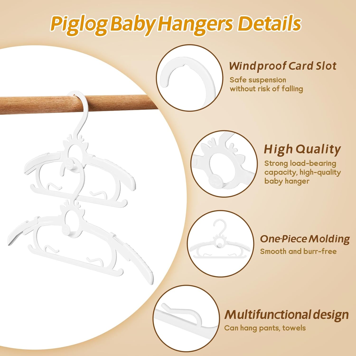 Baby Clothes Hangers 80PCS, 11"-14" Extendable and Stackable Kids Hangers, 45g Ultra-Thick Space Saving Non-Slip Plastic Hanger for Infant, Toddler and Nursery Closet,white