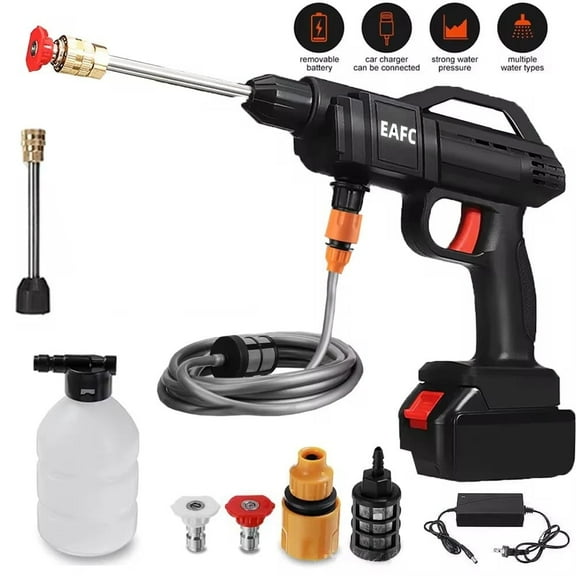 EAFC 50Bar Portable Wireless High Pressure Car Washer Home Wash Cleaner Machine Water Gun Cordless High Pressure for Makita Battery