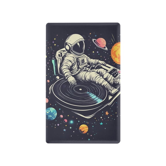 Yayeee Blank Wall Plate Cover 1-Gang 4.5"x2.7" Home Unused Decorative Outlet, Black Record