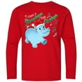 thumbnail image 3 of Inktastic I Want a Hippopotamus for Christmas Hippo in Santa Hat Long Sleeve Youth T-Shirt, 3 of 5