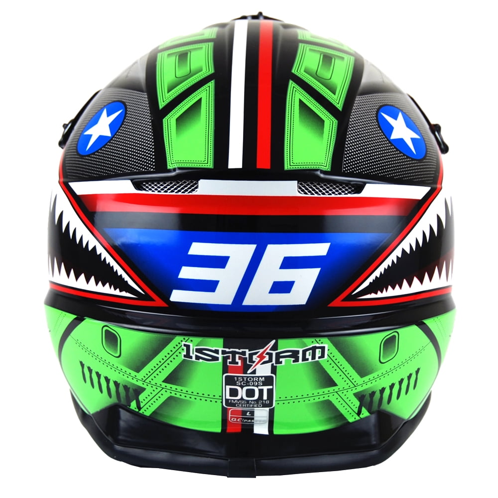1Storm Adult Motocross Helmet BMX MX ATV Dirt Bike Downhill Mountain Bike Helmet Racing Style HKY_SC09S; Shark Green