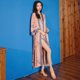 thumbnail image 4 of Pijama de satén para mujer, de verano, de talla grande, ligero, de lujo, con mangas de siete puntos, camisón fresco, bata de baño, ropa de casa para mujer WP2669, 4 of 6