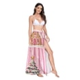 thumbnail image 2 of FORMRS Womens Long Sarong Beach Wrap Semi-Sheer Bikini Skirt Bathing Swimsuit Cover Up, Gingerbread Houses, 2 of 7
