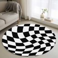 thumbnail image 2 of Black and White Checkered Round Area Rug 4 FT, Non Slip Indoor Outdoor Rug, Modern Irregular Geometric Washable Soft Circular Carpet Non-Shedding Floor Mat for Coffee Table Nursery Foyer Balcony, 2 of 9