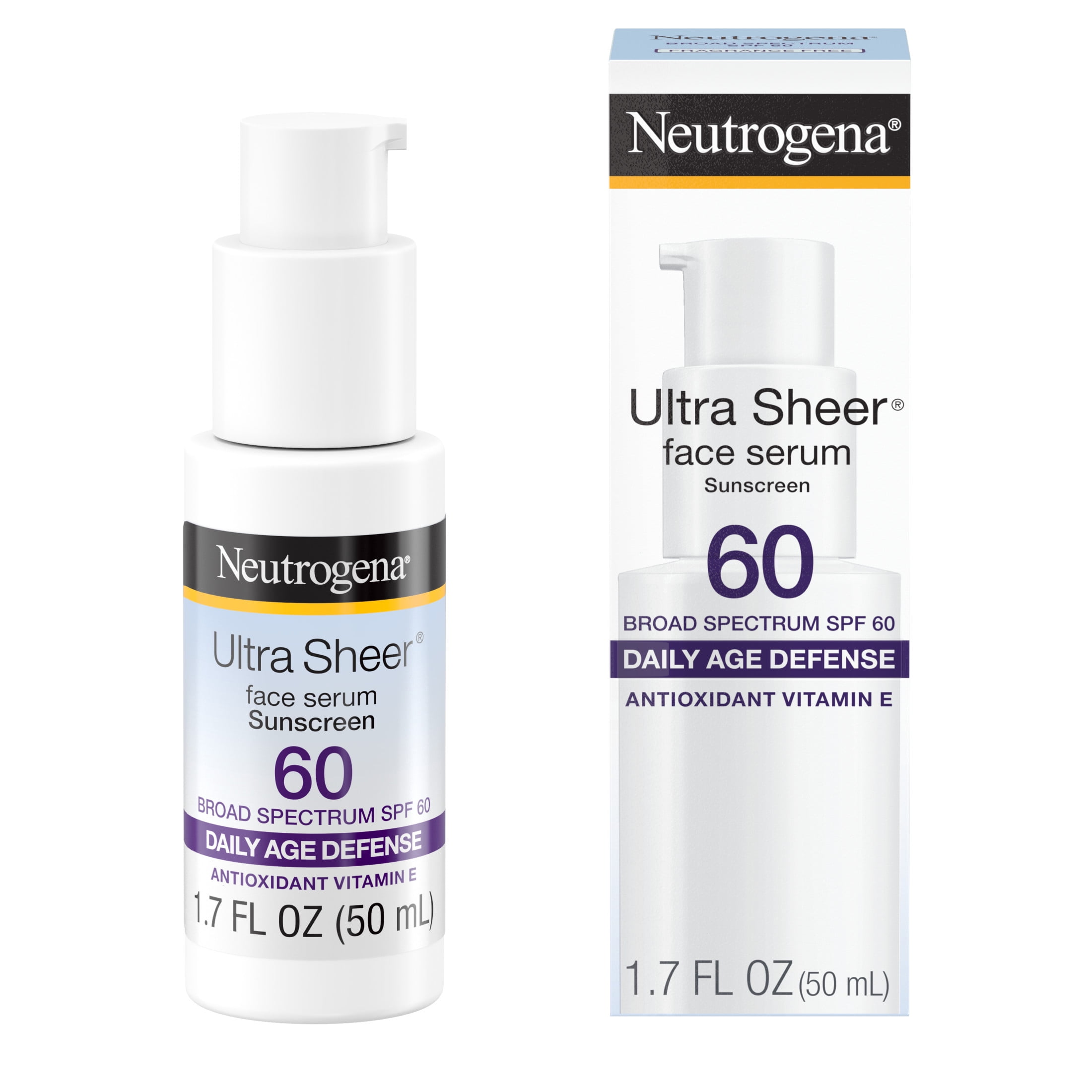 (3 pack) Neutrogena Ultra Sheer Moisturizing Serum, Vitamin E, SPF 60, 1.7 Fl oz