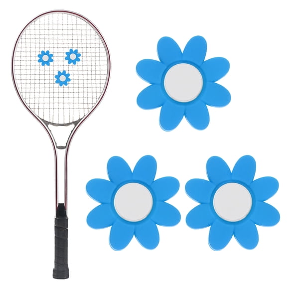 Tennis Racket Dampener [3PCS] - Funny Flower Shape Silicone Tennis Shock Absorber Racket Vibration Dampener [Blue]