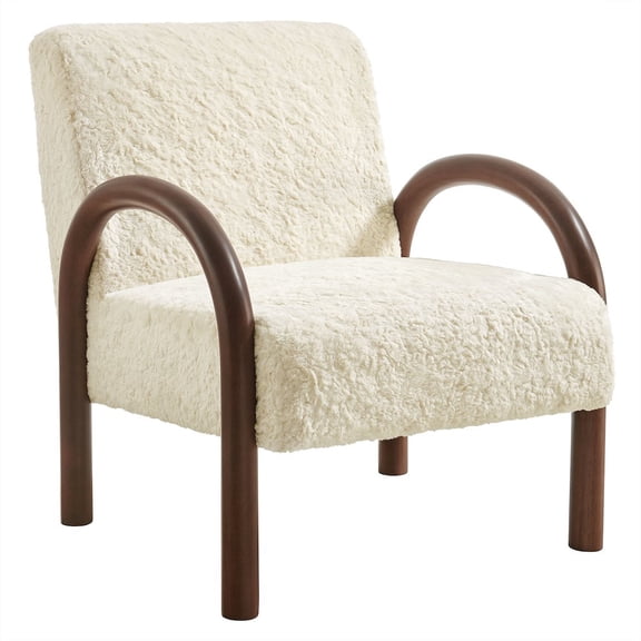 Lunet Faux Shearling Accent Armchair in Ecru