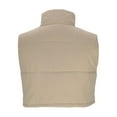 thumbnail image 2 of Dazajoo Cropped Puffer Vest Women Zip Up Stand Collar Puffy Jackets Winter Casual Sleeveless Padded Vests,Beige,XL, 2 of 9