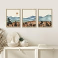 thumbnail image 3 of PixonSign Framed Canvas Print Wall Art Set - Rustic Hills Abstract Mountain Landscape Posters - Set of 3 Colorful Pastel Country/Farmhouse Wall Décor for Bedroom, Office - 8"x10" Natural, 3 of 5