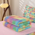 thumbnail image 5 of Homewish Colorful Plaid Grid Zipper Twin Comforter Sets with Fitted Sheet and 2 Pillowcases For Girls,Pixelated Theme Miner Game Zipper Bedding Set,Pink Reversible,4-Piece, 5 of 7