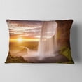thumbnail image 2 of Designart Seljalandsfoss Waterfall at Sunset - Landscape Photography Throw Pillow - 12x20, 2 of 5