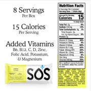 SOS Hydration Electrolyte Powder Sticks, Lemon, 8-Pack, Low Sugar, Vitamins, Potassium Magnesium Zinc