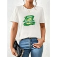 thumbnail image 1 of Camiseta estampada 100 % algodón para mujer, de manga corta y cuello redondo, ideal para uso diario y para el tiempo libre., 1 of 5