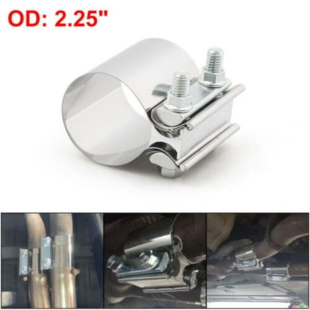 2.25" 57mm Stainless Steel Butt Joint Band Exhaust OD Pipe Clamp Sleeve Coupler