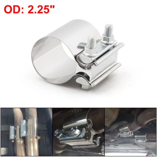 2.25" 57mm Stainless Steel Butt Joint Band Exhaust OD Pipe Clamp Sleeve Coupler
