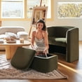 thumbnail image 4 of Fauteuil d'Appoint Tonneau Rembourré en Velours avec Ottomane de Rangement pour Salon, Chambre, Bureau - Vert, 4 of 16