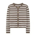 thumbnail image 4 of CKpwisy Women Striped Cardigan Sweaters Soft Comfy Long Sleeve V Neck Knit Cardigans Lightweight Open Front Button Down Sweater Coat, 4 of 4