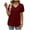 Wine, variant on Summer Plus Size Tops for Womens 2025 Fashion Casual Solid Color V-Neck Pullover Short Sleeved Top