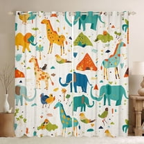 Castle Fairy Animal Elephants Giraffe Black Out Curtains for Kids Boys Girls,Cartoon Wildlife Curtains Pack of 2 (42x63 Each),Cute Kawaii Bedroom Curtains,Luxury Bedroom Decor
