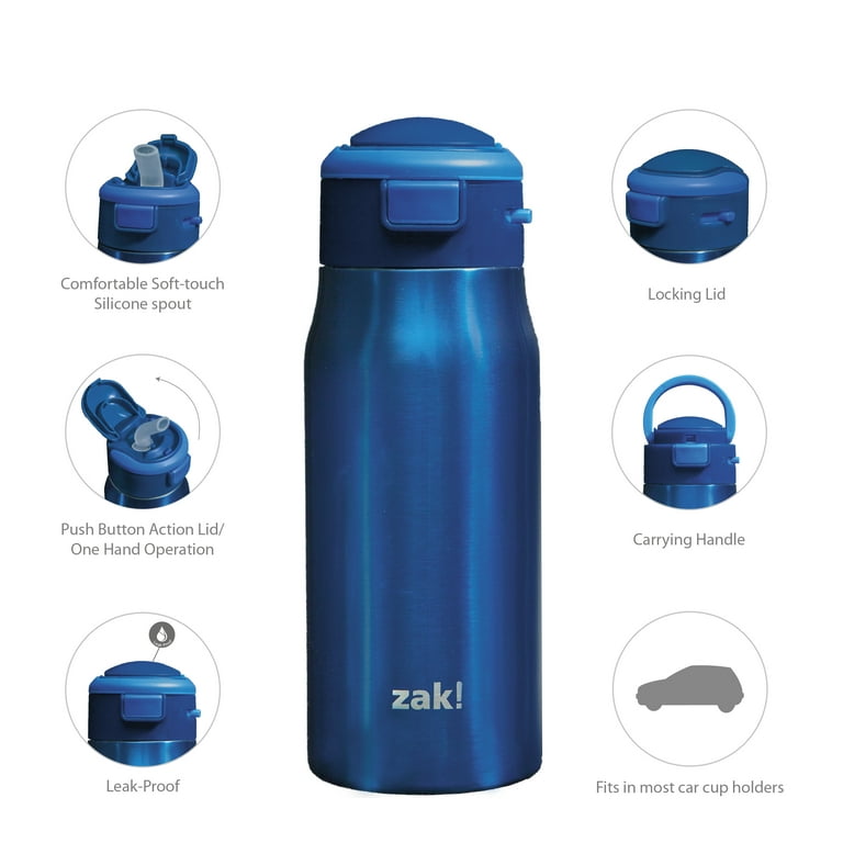 Zak Designs Minecraft - Stainless Steel Water Bottle with One Hand Operation