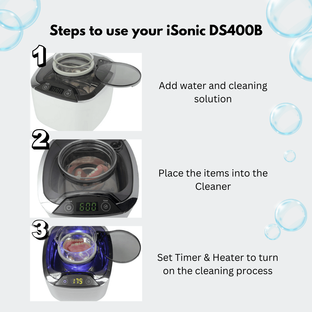 iSonic DS400B Miniaturized Commercial Ultrasonic Cleaner with Integrated 500 Ml Glass Beaker Holder Set for Jewelry, Cosmetic Tools, Eyeglasses, 110V 55W (DS400B (+BK06)
