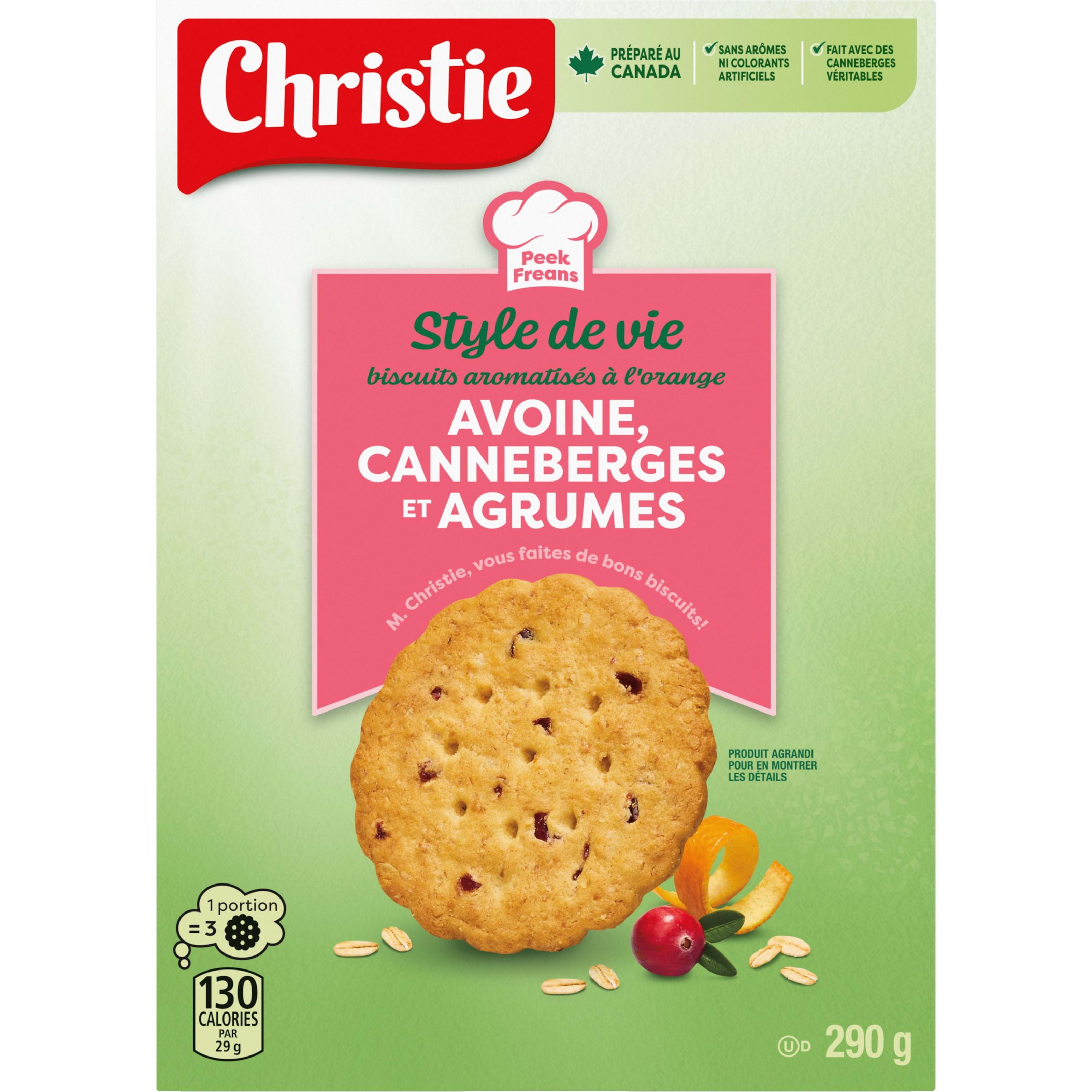 Biscuits Style de vie avoine, canneberges et agrumes de Peek Freans 290 g