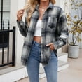 thumbnail image 4 of Back to School Loose Fit Boyfriend Shirts,Women's Autumn Thin Casual Lightweight Flannel Plaid Button Down Shirts Oversized Long Sleeve Shacket Jacket Tops,Woolen Shirt Jacket(Size:L), 4 of 9