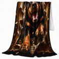 thumbnail image 2 of Dynamic Rottweiler Bursting Through Baroque Frame, Playful Pet Portrait Pattern, Warm Flannel Blanket for Living Room and Bedroom, Dog Lovers Just Because Gift, Pet Lover Home Decor, 2 of 9