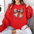 thumbnail image 2 of Football Coquette Bow Sweatshirt for Women and Teens Trendy Game Day Football Ribbon Pullover Red Sweatshirt Adult Medium, 2 of 4