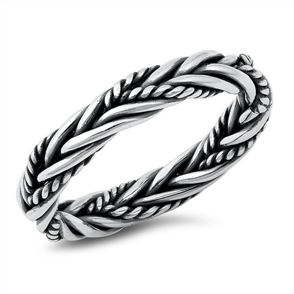 Oxidized Braided Rope Wholesale Ring .925 Sterling Silver Band Jewelry Female Male Unisex Size 12
