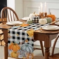 thumbnail image 3 of Burlap Table Runner 70 Inches Long,Orange Pumpkin Fall Maple Leaves Thanksgiving Bird Non-Slip Kitchen Table Runners for Dining Room Everyday Use Party Table Decorations Retro Black Grid, 3 of 9