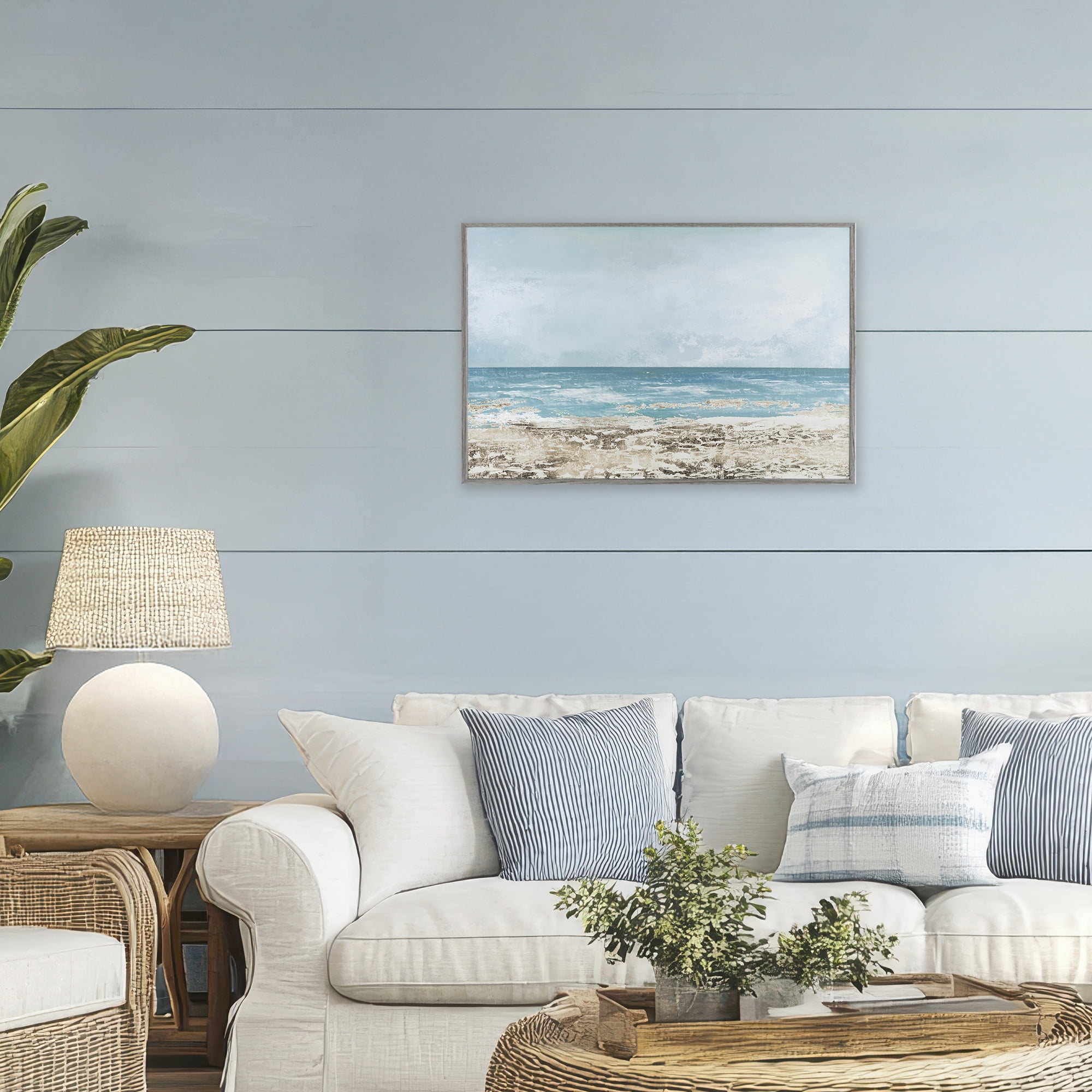 Stupell Industries Peaceful Mood Coastal Scene Gray Framed Giclee Art, design by Lorenzo Collective