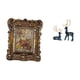 thumbnail image 1 of Marco de fotos floral antiguo y estatua de reno, elegante soporte para fotos con figuras de ciervo para decoración del hogar, la oficina y la boda., 1 of 8