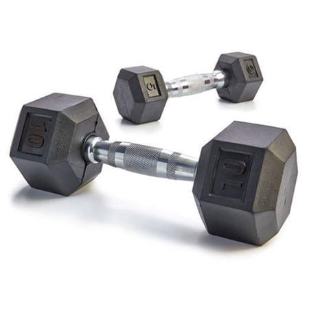 SSN 5-50 lbs Rubber Hex Dumbbell Set