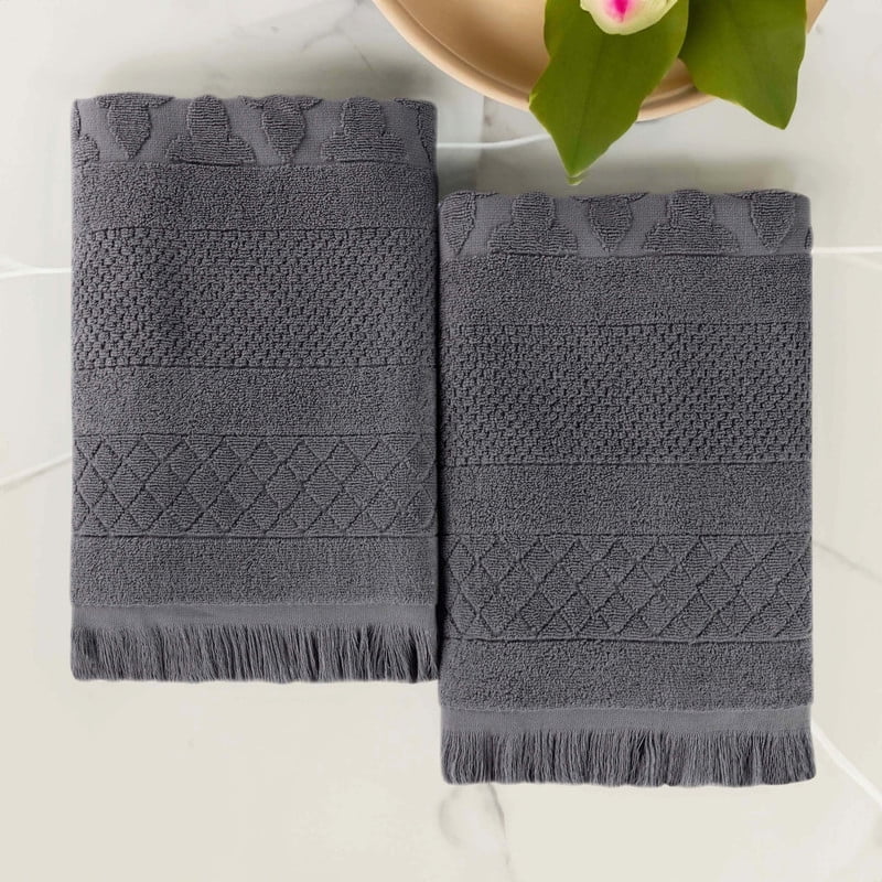 Superior Rolla Cotton Geometric Soft Bath Sheet Set of 2, Grey